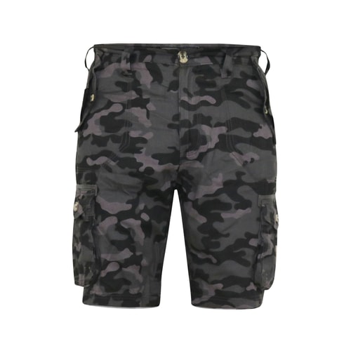 D555 Zavier Camo Cotton Cargo Shorts Black Camo