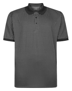 Bigdude Houndstooth Print Polo Shirt Black Tall