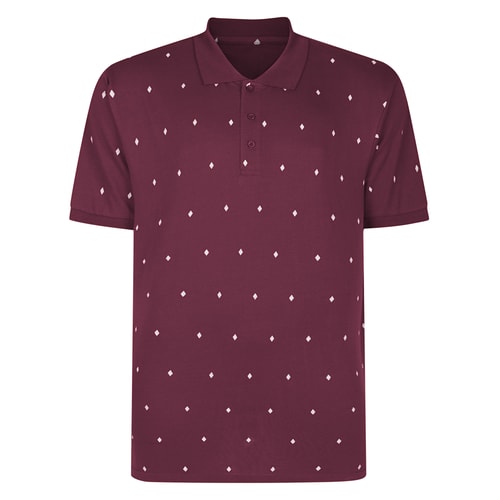 Bigdude Diamond AOP Polo Shirt Burgundy