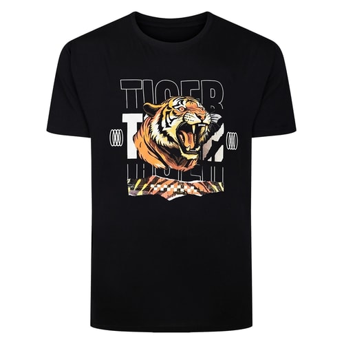 Bigdude Tiger Print T-Shirt Black