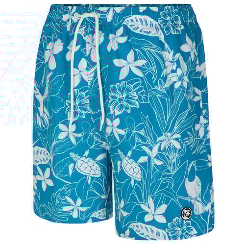 Espionage Hawaiian Print Water Short Blue 