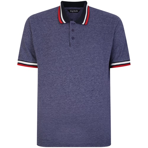 Bigdude Two Tone Contrast Polo Shirt Navy