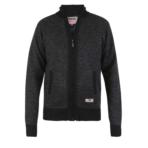 D555 Cavendish Full Zipper Jumper Black Marl