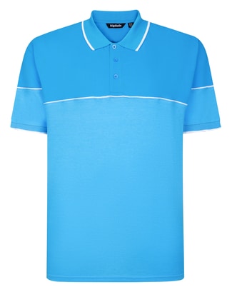 Bigdude Colour Block Polo With Piping Bright Blue