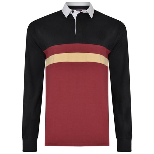 KAM Stripe Rugby Top Black