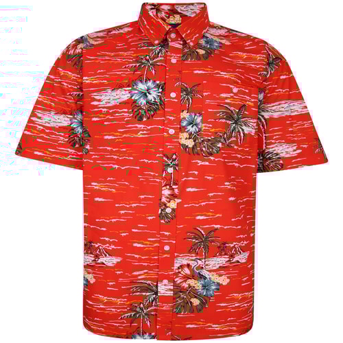 Espionage Hawaiian Print Shirt Orange