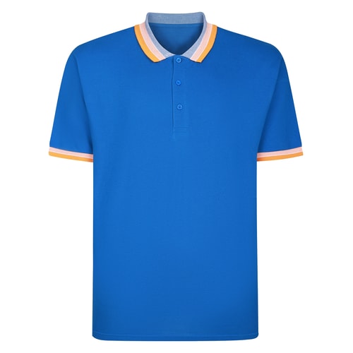 Bigdude Jacquard Contrast Pique Polo Shirt Royal Blue Tall