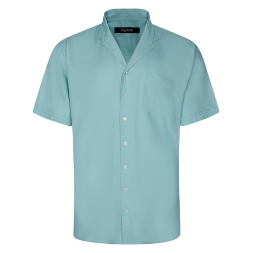 Bigdude Relaxed Collar Rayon Shirt Turquoise Tall