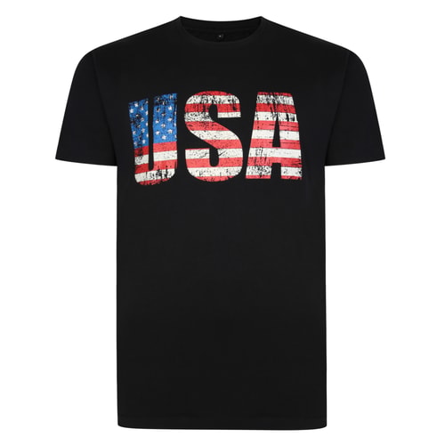 Bigdude USA Print T-Shirt Black
