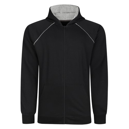 Bigdude Contrast Edge Raglan Zip Up Hoody Black