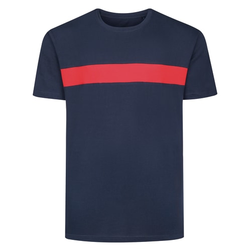 Bigdude Small Stripe Cut & Sew T-Shirt Navy Tall