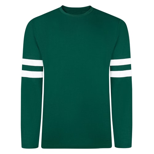 Bigdude Long Sleeve T-Shirt With Dual Arm Stripe Green Tall