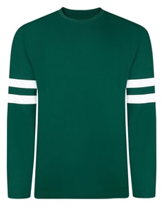 Bigdude Long Sleeve T-Shirt With Dual Arm Stripe Green Tall