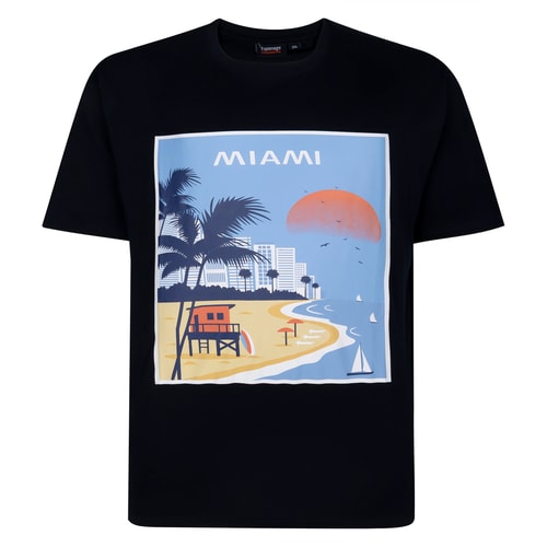 Espionage Miami Print T-Shirt Navy