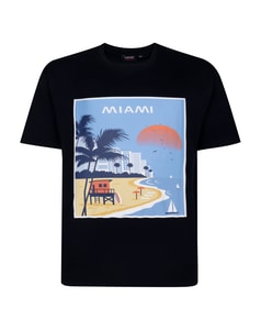 Espionage Miami Print T-Shirt Navy