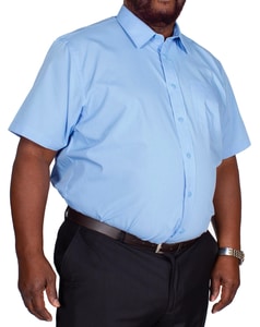 Bigdude Classic Short Sleeve Poplin Shirt Light Blue Tall