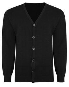 Bigdude Plain V-Neck Knitted Cardigan Black
