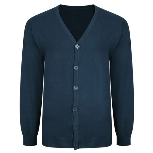 Bigdude Plain V-Neck Knitted Cardigan Navy