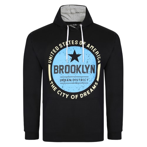 Bigdude 'Brooklyn' Print Pullover Hoody Black