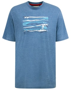 D555 Cardiff Surfer And Waves Printed Crew Neck T-Shirt Denim Marl