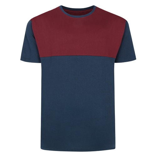 Bigdude Cut & Sew 2 Tone T-Shirt Navy/Burgundy
