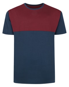 Bigdude Cut & Sew 2 Tone T-Shirt Navy/Burgundy