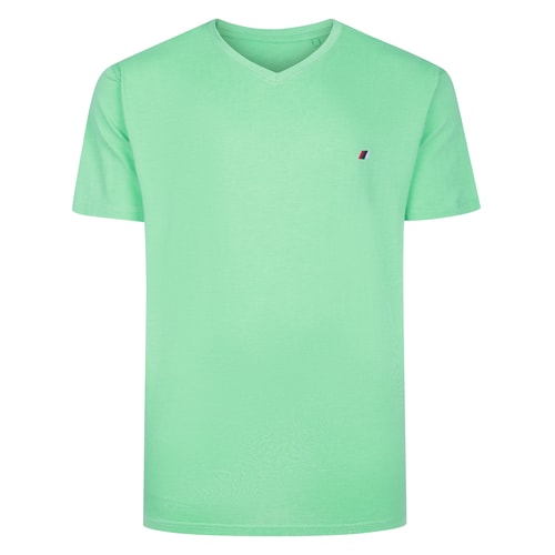 Bigdude Embroidery V-Neck T-Shirt Light Green Marl