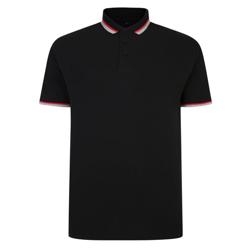 Bigdude Contrast Pique Polo Shirt Black