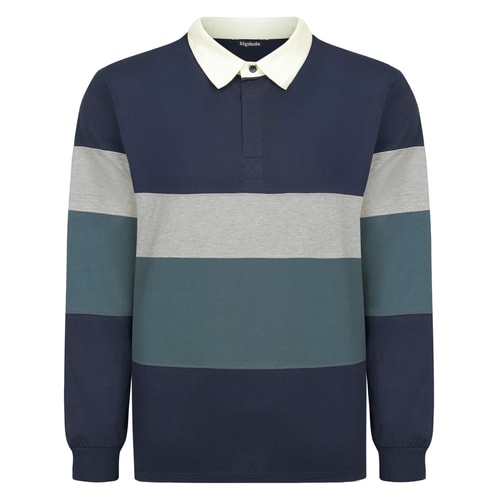 Bigdude Striped Rugby Shirt Navy Tall