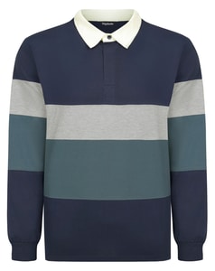 Bigdude Striped Rugby Shirt Navy Tall