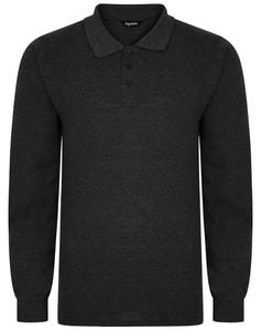 Bigdude Long Sleeve Polo Shirt Charcoal Marl