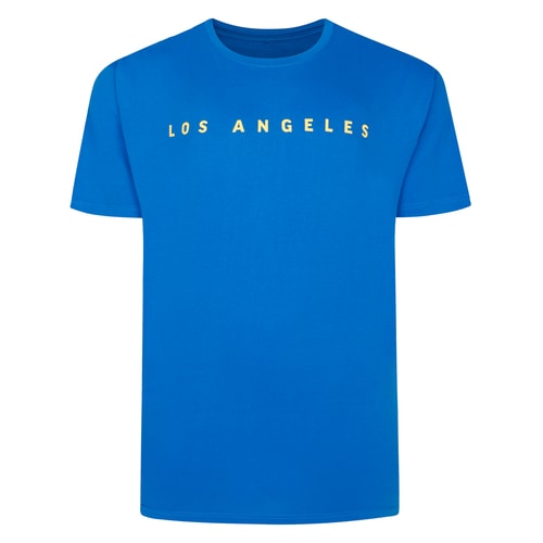 Bigdude LA Print T-Shirt Royal Blue/Yellow