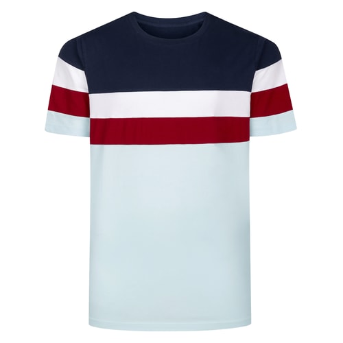 Bigdude Striped Colour Block T-Shirt Baby Blue Tall