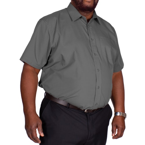 Bigdude Classic Short Sleeve Poplin Shirt Charcoal