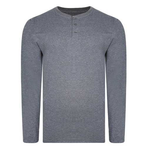 Bigdude Long Sleeve Grandad T-Shirt Charcoal Tall