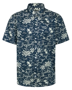 Bigdude Button Down Island Short Sleeve Shirt Navy Tall