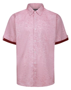 Bigdude Contrast Sleeve Button Down Collar Shirt Faded Red