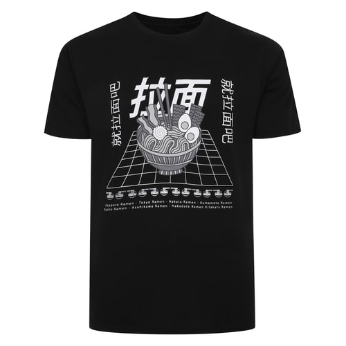 Bigdude Ramen Print T-Shirt Black