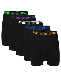 Bigdude 5 Pack Diamond Waistband Boxers Black