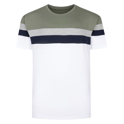 Bigdude Striped Colour Block T-Shirt Sage Green