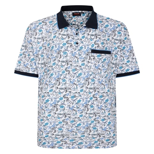 Espionage Bird Print Polo Shirt White 