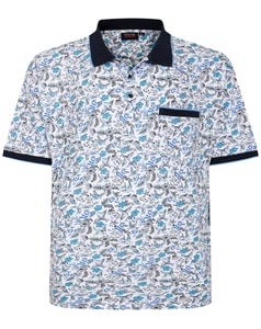 Espionage Bird Print Polo Shirt White 
