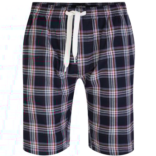 Bigdude Woven Checked Pyjama Shorts Navy/Red