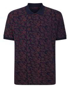 Bigdude Smart Floral Single Jersey Polo Navy