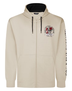 Bigdude Genuine Tattoo Print Zip Hoodie Stone
