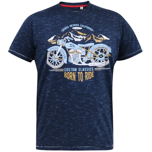 D555 Josiah Motorbike Printed T-Shirt Blue Reno