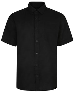 Bigdude Short Sleeve Linen Woven Shirt Black