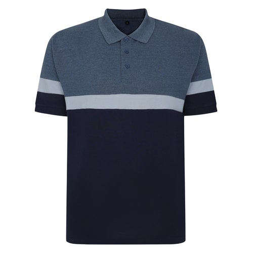 Bigdude Pique Colour Block Polo Shirt Denim