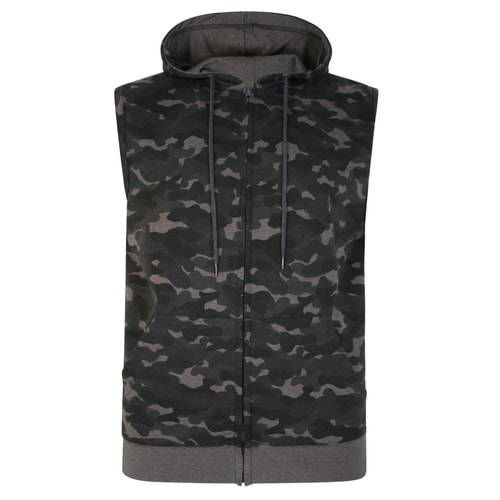 Bigdude Hooded Camo Gilet Charcoal