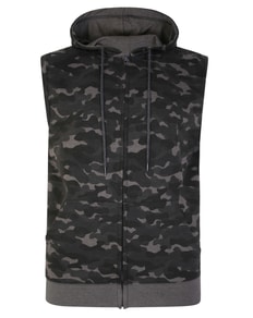Bigdude Hooded Camo Gilet Charcoal